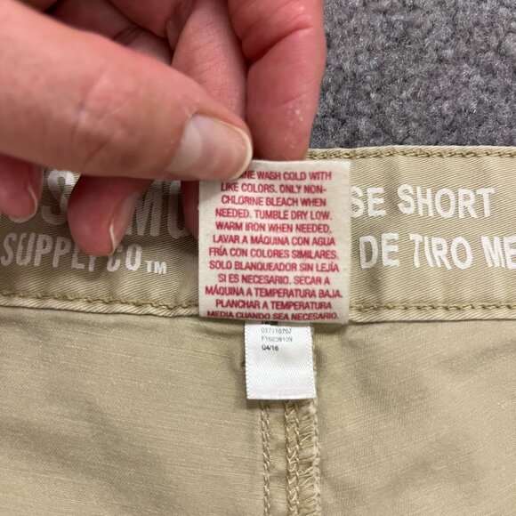 Mossimo | Khaki Womens Distressed Chino Cuffed Mid Rise Cotton Shorts, 4 - Picture 9 of 10